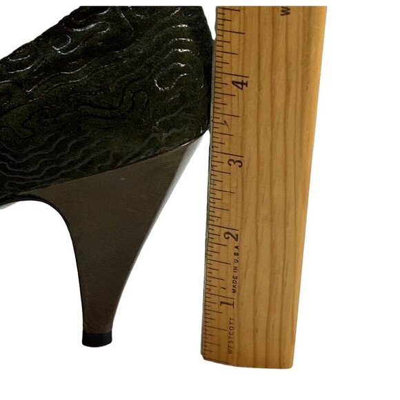 STUART WEITZMAN Heels Size 7 Green Felt Mr Seymour Kitten Career Office s-20 - Picture 9 of 10